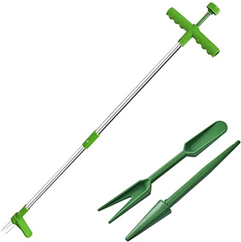 WOGQX Unkrautstecher-Wurzelentfernungswerkzeug, Garten-Unkrautentferner mit langem Griff mit 3 Krallen, Hand-Unkraut-Stehabzieher für Löwenzahn, manuelles Wurzelziehen und Pflücker