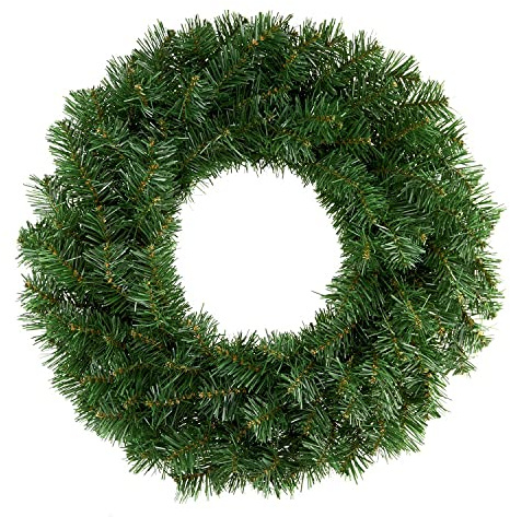 40cm Classic Decorative Christmas Wreath, Artificial Green Xmas Wreath for Indoor & Outdoor Home Decoration Ornament, Green (Green)