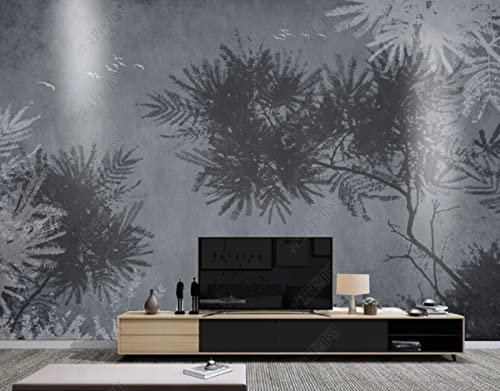 Photo Wallpaper 3D Black and White Gray Plant Jungle Wall Mural Non-Woven Mural Living Room Bedroom Wallpaper 150(w) x105(H) cm