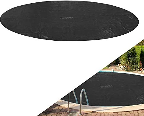 Arebos Bâche Solaire Piscine Ø 3,66 m | Épaisseur 120 µm | Noir | Rouleau Découpable | Chauffage Piscine et Protection Eau | Bâche Solaire Durable pour Piscine