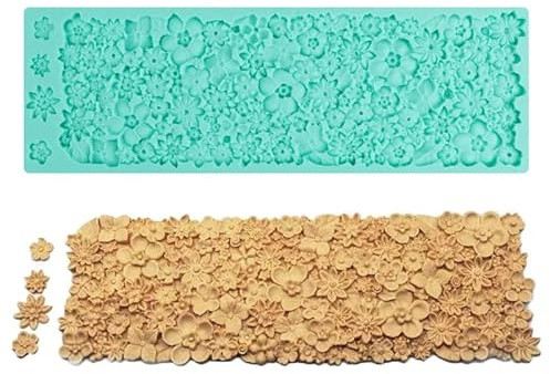 Moulle En Silicone 3D Fleur Et Herbe Dentelle Fondant Gâteau Silicone Moule Cuisson Bricolage Côté Décoration Moule