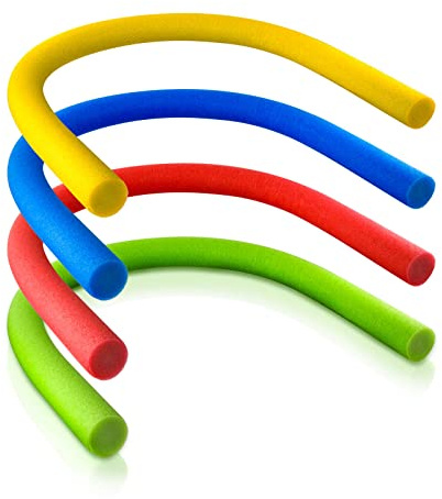 Set of 2 Swimming Pool Noodle Long Foam Pool Swim Noodles Strong Flexible Floatation Device 1.5m, Swimming Aid for Adults and Kids,Yellow