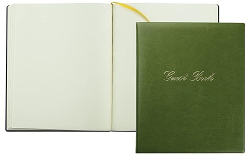 DELMON VARONE - Premium Gästebuch aus veganem Eco Kunstleder grün - Blanko Buch Hochzeitsgästebuch gebunden mit Hardcover Einband und Merkband für Hochzeit, Taufe, Geburtstag, Geburt und Kommunion