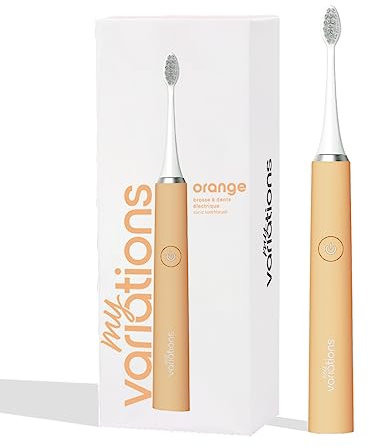 My Variations - Spazzolino da denti elettrico sonico - Ricaricabile - 1 mese di batteria - 5 modalità di spazzolatura - Timer da 2 min integrato - 1 manico e 1 spazzola (arancione)