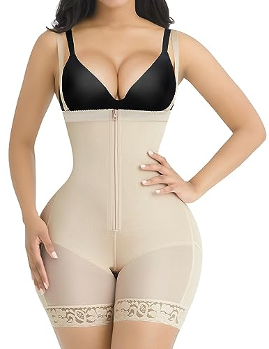SHAPELLX Women Shapewear tummy Control Fajas Colombianas Body Shaper Zipper Open Bust Post Surgery Compression Bodysuit 4XL