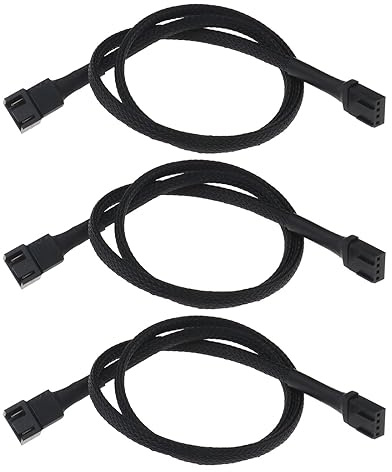 3pcs Câbles d'extension de Ventilateur 4 Broches Compatible avec PMW 3 Broches et 4 Broches Connecteur de Ventilateur 60cm 24 AWG Tresse en Nylon Mâle vers Femelle