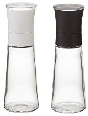 Macinapepe Set macina sale e pepe Macina sale e pepe con corpo in vetro Saliera e pepiera, Nero e (Bianco e nero)