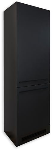 Jazz 8 Moderner Einbauschrank für Kühlschrank in Schwarz matt - Geräumiger Hochschrank Küchenschrank mit viel Stauraum - 60 x 211 x 57 cm (B/H/T)