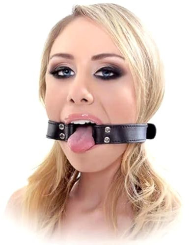 SUPKTHDY O-Ring Mundknebel Mouth Gag mit Lederriemen Bondage Ballknebel Sexspielzeug Ringknebel Bondage Ballknebel Mundknebel Knebel Ball-Gag Fetisch und SM Liebhaber Sex spielzeug für Paare Schwarz