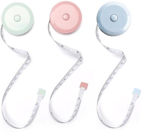 Tape Measure, 3 PCS 150 CM Dual Sided Soft Measuring Tape Retractable Tailor Tape Measure for Body Sewing Fabric Tailor Cloth Craft Measurement Measure Length (Green, Blue, Pink)