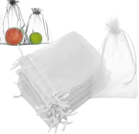 weiting 100 Stücke Traubenschutzbeutel 20x 30cm Frucht Schutzbeutel Weintrauben Netz Garten Netzbeutel Obst Schutzbeutel Organzabeutel Mit Zugband Organzasäckchen Zum Schutz Vor Wespenfrass Vögel