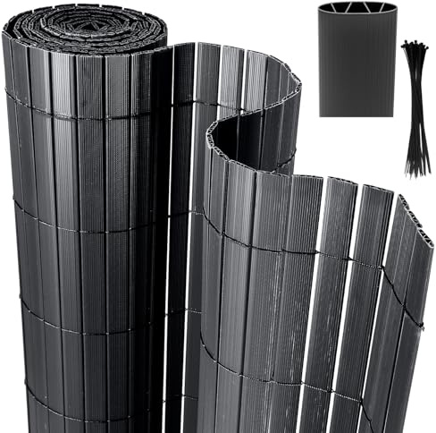 Izrielar Brise-vue de jardin - 180 x 600 cm - En PVC - Résistant aux intempéries - Avec serre-câbles - Renfort en 4 poids - Pour jardin, balcon, terrasse, extérieur, anthracite