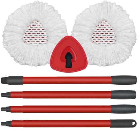 DLAIMI Tête de vadrouille de Remplacement,Base,Manche Compatible avec Vileda Turbo 3-en-1 en Microfibre,Housse de tête de vadrouille Triangulaire et Manche de vadrouilles