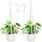Augshy Cintre en macramé, 2 Paquets de cintres de Plantes avec Crochets, Pot de Fleurs Suspendu pour Plantes d'intérieur, Cintre décoratif en macramé pour la décoration de la Maison