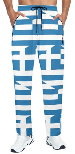 IFCXA Herren-Sporthose mit Griechenland-Flagge, leicht, schnell trocknend, atmungsaktiv, mit Reißverschlusstaschen, mehrfarbig, 36-41