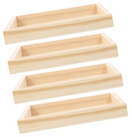 Gogogmee 4stücke Holztabletts Unvollendet Quadratisch Puzzle Holzspielzeug Ablage Stabiles Naturbelassenes Bauklötze Tablett Für Ordnung Und Präsentation Stapelbar Und Langlebig