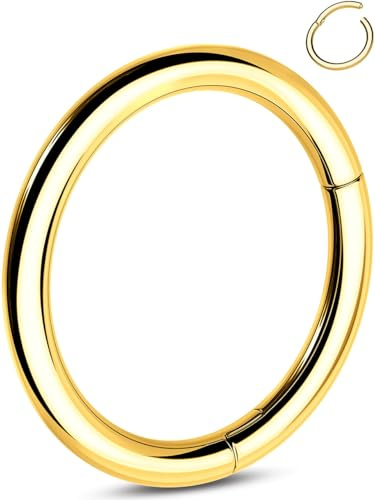 OUFER Titan 16G Knorpel Ohrpiercing Gold Nasenpiercing Ring 5/6/7/8/9/10/11/12/13mm Nasenpiercing Titan Nasenring Clicker Helix Piercing Schmuck Daith Piercing Schmuck