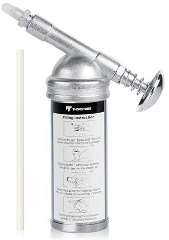 Thorstone Mini Grease Gun, 3oz One Handed Operation Push-Type with Needle Nozzle for Lawn Mower, Air Tool, Bicycle.