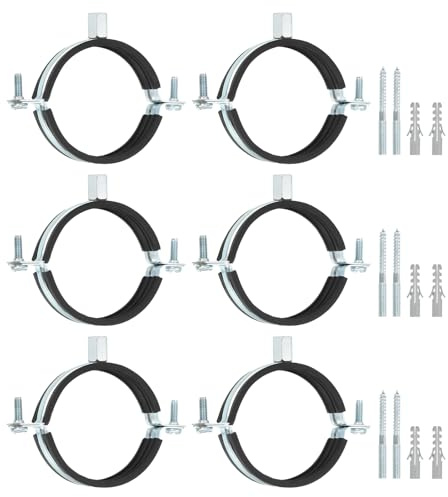 sourcing map 10 Pcs Adjustable Pipe Bracket Clamp, 3(76mm) Wall Ceiling Mount Split Ring Pipe Hanger Galvanized Iron Pipe Strap Support with Screw & Expansion Tube for Pipe Tube