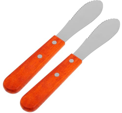 OKUMEYR 2stücke Cremespatel Aus Edelstahl Mit Gezacktem Holzgriff Sahnespatel Und Käseglätter Für Kuchendeckung Und Gebäckverzierung Einfach Zu Reinigen