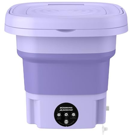 Lizbin Portable Washing Machine, Mini Washer, 8L Mini Washing Machine with Spin, Foldable Washing Machine, Portable Washing Machines for Apartments, Dorm, Home, Hotel, Camping, Travel Laundry (Purple)