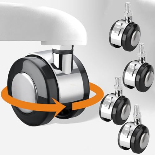 YQOLG87 Roues pivotantes 4 Pièces,roulettes en Nylon avec Frein,roulettes de Remplacement pour Chariot,avec écrou de Tige fileté M6/8 et clé,Capacité de Charge : 80Kg,M6