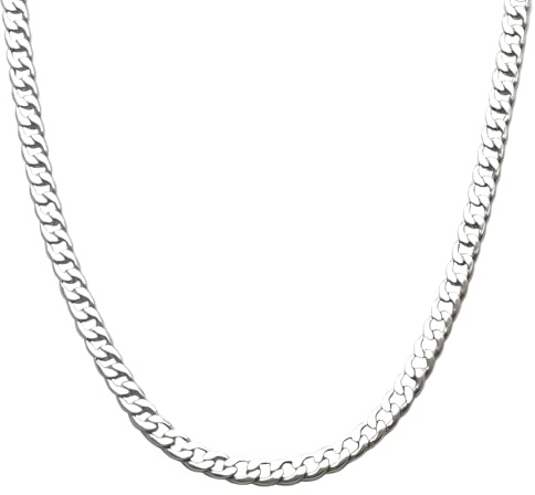 NECXON Collares para hombre, cadena de 5 mm, cadena de plata de 55 cm de largo, collar de acero inoxidable para hombre, regalos para niños, esposos, hermanos y novios