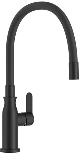 APPASO Flexibler Wasserhahn Küche Schwarz, Spültischarmatur 360° Schwenkbar, Küchenarmatur Schwarz Matt, Armatur Küche mit Flexibler Auslauf, Küchenarmaturen mit Wasserspar Aerator, Edelstahl