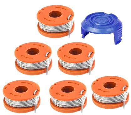 Lyshujli 6 Pcs Strimmer Spool Compatible with Mac Allister MGTP18Li Trimmer Line,1.65mm 3m WX150 Spool Line Replacement for Macallister Strimmer(6 Spool+1 Cover)
