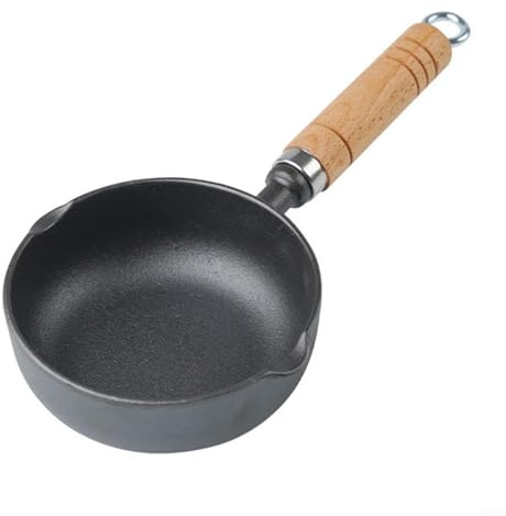 Springwillfly Petite casserole en fonte avec bec verseur, batterie de cuisine profonde pour chauffer le lait, frire les œufs, noir