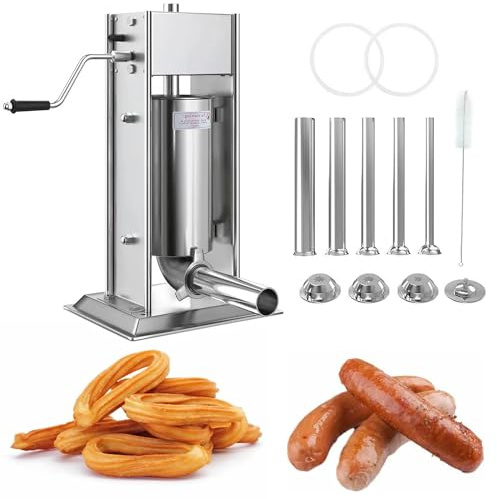 Insaccatrice per salsicce in acciaio inossidabile, 2 in 1 macchina per salsicce verticale/macchina per churros spagnoli, macchina per churros commerciale, macchina per churros verticale automatica e