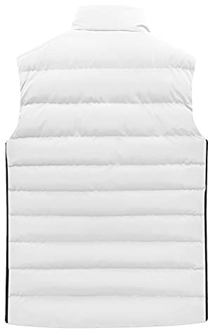 Generisch Trench pour homme - Col chaud - Gilet zippé avec gilet de poche - Vestes - Manteaux pour homme - Spray imperméabilisant, Blanc., 3XL