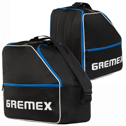 GREMEX Skischuhtasche mit Helmfach - Wasserfester Skischuhrucksack für Skischuhe und Helm - Widerstandsfähig mit Titan-Nähten - Bequem für Transport, Reisen und Schutz Ihrer Ausrüstung