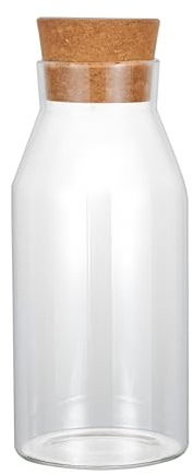 OnePine 900ml/30.4 Oz Barattoli di Conservazione in Vetro con Tappo in Sughero Ermetici, Altezza 20cm Ampia apertura Mason Barattoli in vetro Trasparenti per Spezie, Zucchero, Caffè, Pasta