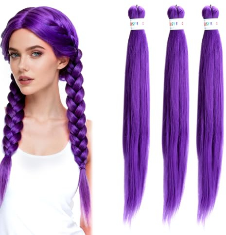 HENGBIRD Braiding Hair - 3 extension per capelli sintetici, 26 pollici, per intrecciare, capelli intrecciati, ciocche voluminose da intrecciare, per festival, cosplay, Halloween, carnevale