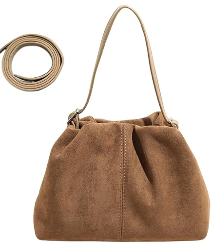 AZIDWERYQ Borsa in pelle scamosciata da donna Borsa in pelle scamosciata con tote e tracolla da viaggio per college, color kaki
