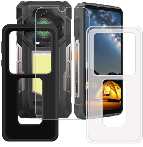 GYDQQKJ Funda para Ulefone Armor 33 + Vidrio Protector de Pantalla Cristal Templado Film, 2-Pack Translúcido + Negro Suave TPU Silicona Cover Carcasa Caso Case para (6.95)