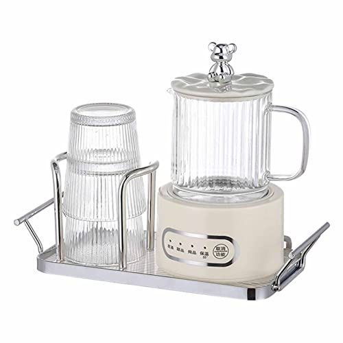 QYEURFOF Bollitore a Pressione, vaso per la salute in vetro multifunzionale per uso domestico, 600 ml, per appuntamenti in ufficio, protezione contro l'ebollizione secca, 360 W, funzione di