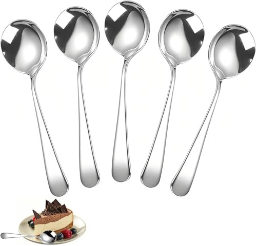 5Pcs Stainless Steel Serving Spoon, Soup Spoons Food Grade Serving Spoon | Dessert Spoons Suitable for Home Kitchen, Dining Room Dishwasher, Soup Ladle Stainless Steel