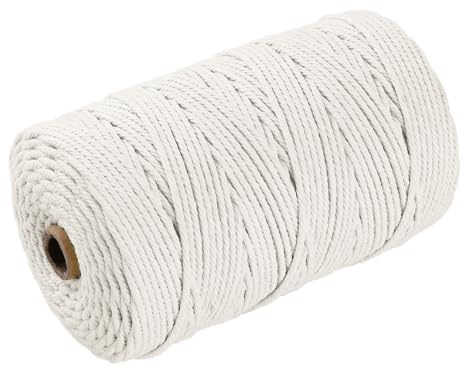 Songella Makramee Garn 3 mm × 200 m – Weiche Baumwollschnur für Makramee Projekte, Basteln, Wanddekoration & Pflanzenhänger Naturweiß