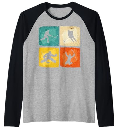 Estilo Retro Hockey Amante Jugar Hombres Mujeres Niños Hockey Camiseta Manga Raglan