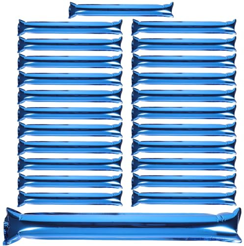 FOMIYES Inflatable Cheering Sticks Noise Makers 24pcs Blue Aluminum Foil Long Sticks for Concerts Sports Events and International Fans