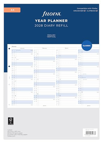 Filofax Vertikaler Jahresplaner 2028-28-68702, A4