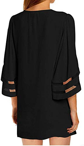 Veste d'été légère à manches courtes pour femme - Cardigan noir fin - Kimono de plage - Protection solaire - Poncho de plage - Manches 3/4 - Cardigan tricoté - Bikini Cover Up - Cardigan en mousseline