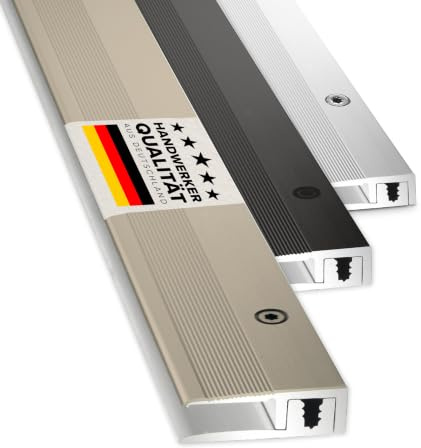 D-TACK Abschlussprofil zum Schrauben inkl. Schrauben & Dübeln | Aluminium-Bodenleiste | Breite 21 mm | Länge 1 m | Belagsstärke von 5 bis 9 mm | Endschiene für Vinyl- / Design- / Textilböden | Titan