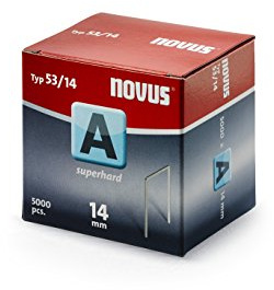 Novus Feindrahtklammern 14 mm superhart, Sparverpackung mit 5000 Tacker-Klammern vom Typ A 53/14, aus Stahldraht