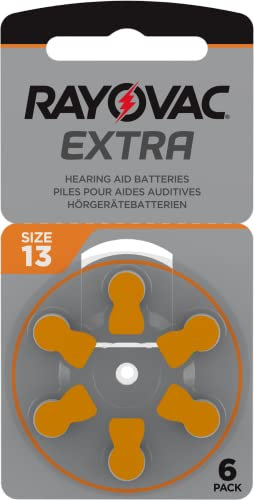RAYOVAC Extra Advanced 13 Hearing Aid Batteries Orange (Pack of 6)