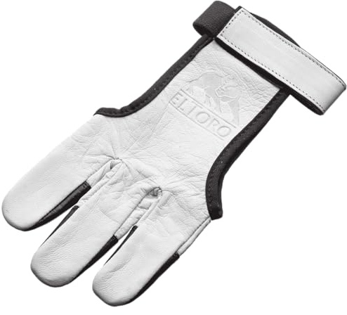 elToro Schießhandschuh Zebra in XL | 3-Finger-Handschuh aus weichem Leder für Bogenschießen, beidhändig, mit Klettverschluss