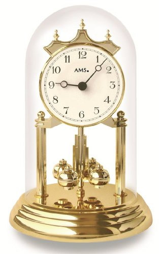 Tischuhr mit Glocke aus Glas | Firma AMS | Made in Germany