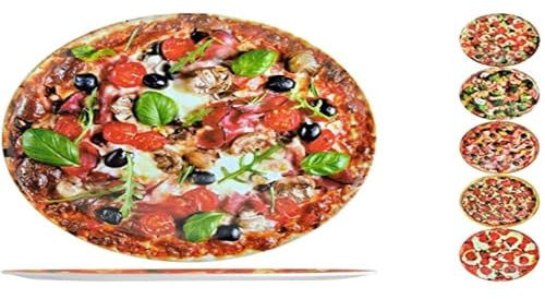 Home Plato de pizza de melamina redondo, modelo surtido, 33 cm, 1 unidad
